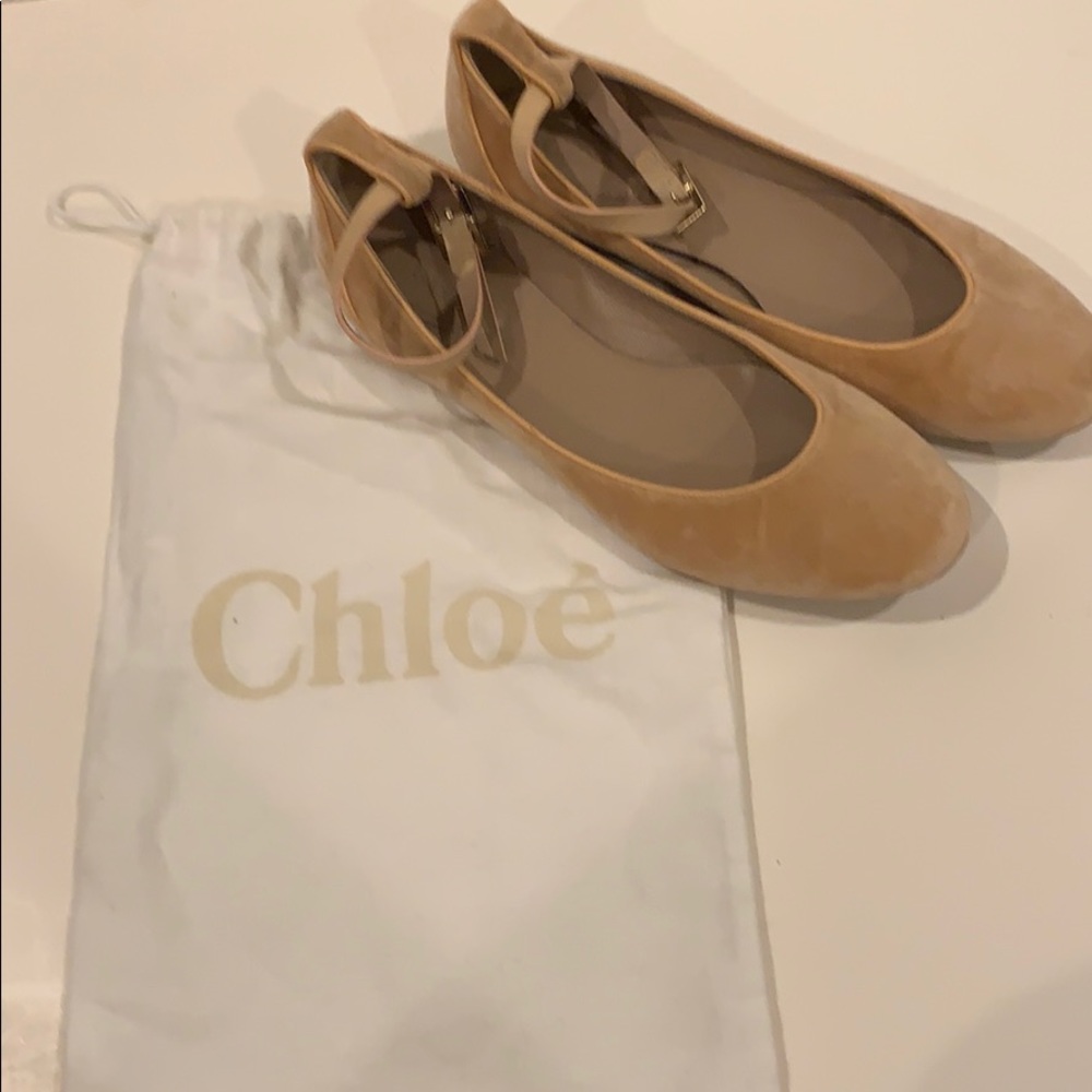 Chloe velvet/ kid skin detail flats